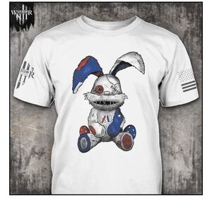 Stitched Bunny T-Shirt Patriotic Tribute Tee American Apparell  2XL